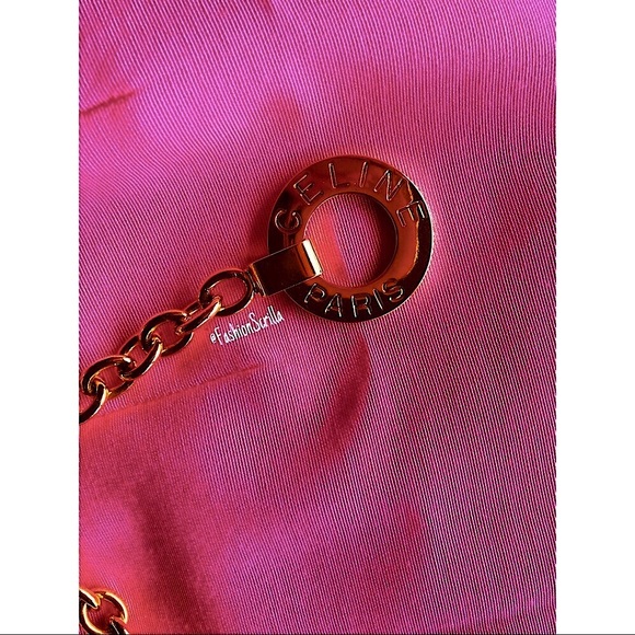 Celine Paris Vintage Barbie Pink Skirt With Attached medallion Chain Logo Belt - Picture 8 of 16